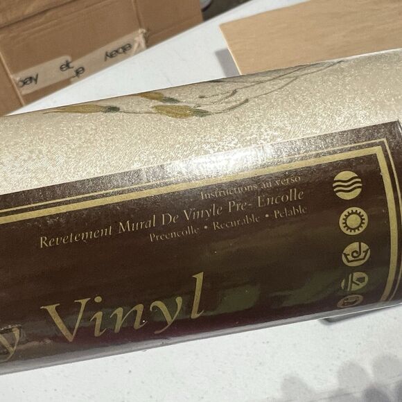 Roll of Vtg Peach Pink Floral Calla Lily Wallpaper Luxury Vinyl 90s Pearl Sheen - Picture 6 of 15